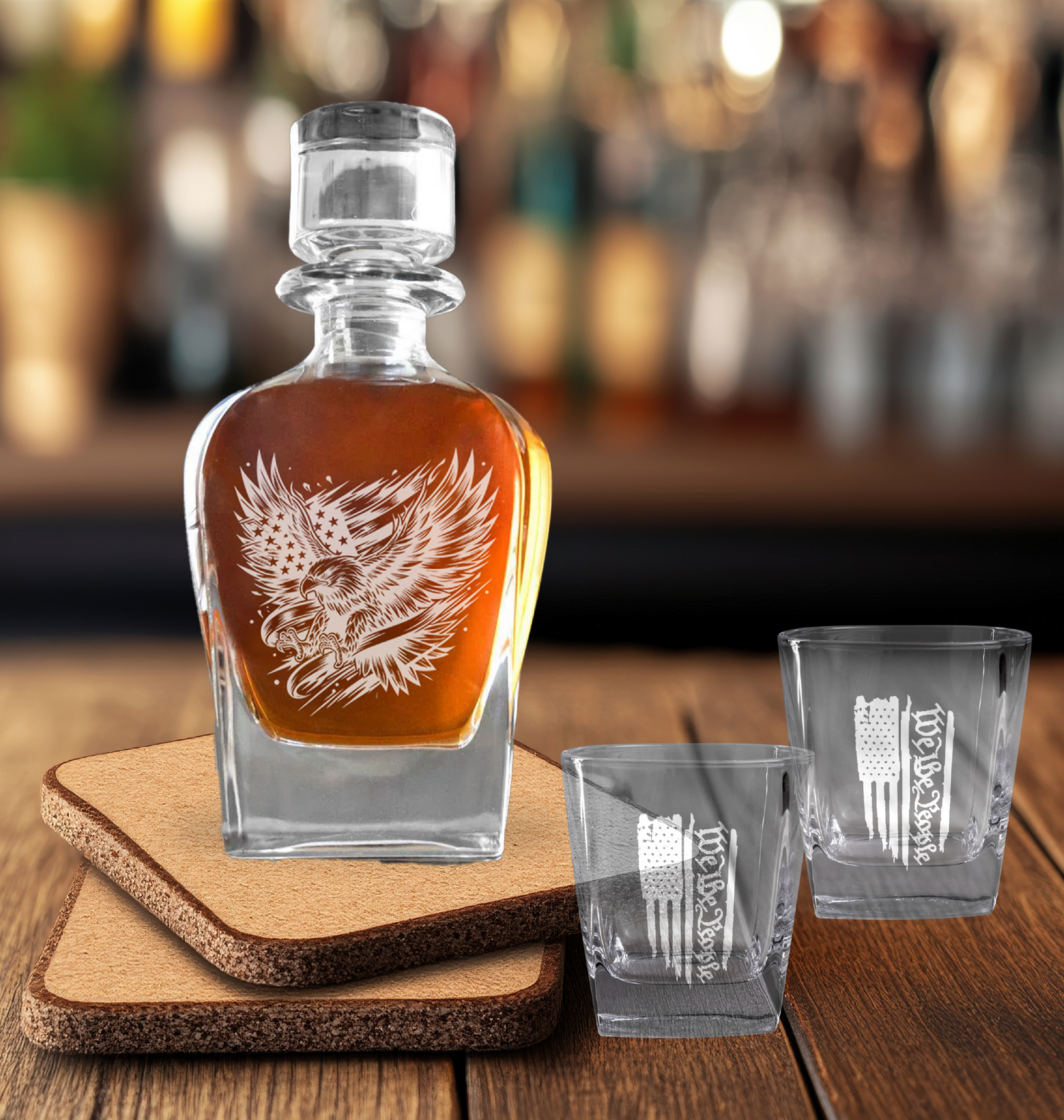 Eagle Flag Decanter & Lowball Set